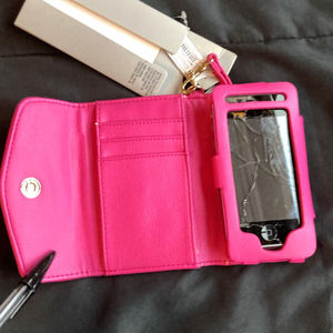 Pink credit card holder and phone case